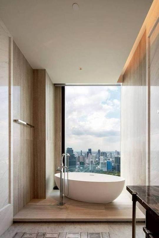 One Bangkok · Residence Penthouse, 44th Floor: Freestanding bathtub with city view