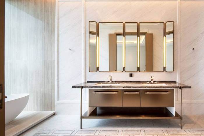 One Bangkok · Residence Penthouse, 44th Floor: Master bathroom, double vanity