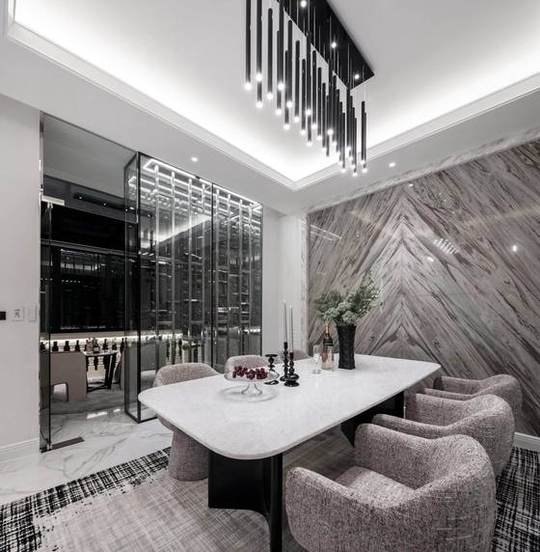 Ekkamai 22 · Ultra-Luxury Pool House: Dining room and glass wine cellar