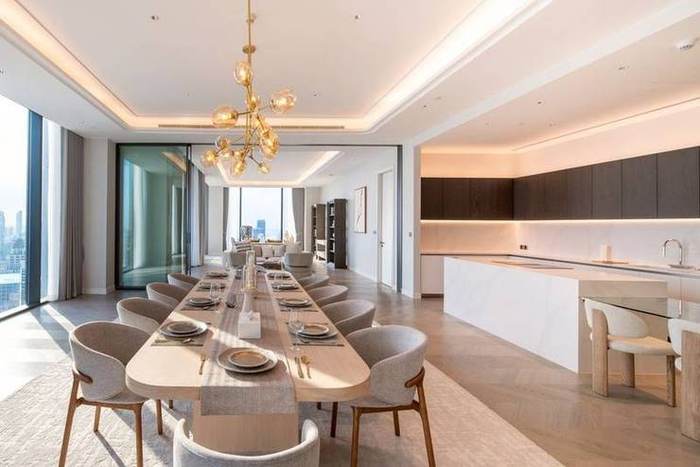 One Bangkok · Residence Penthouse, 44th Floor: Dining room and kitchen island