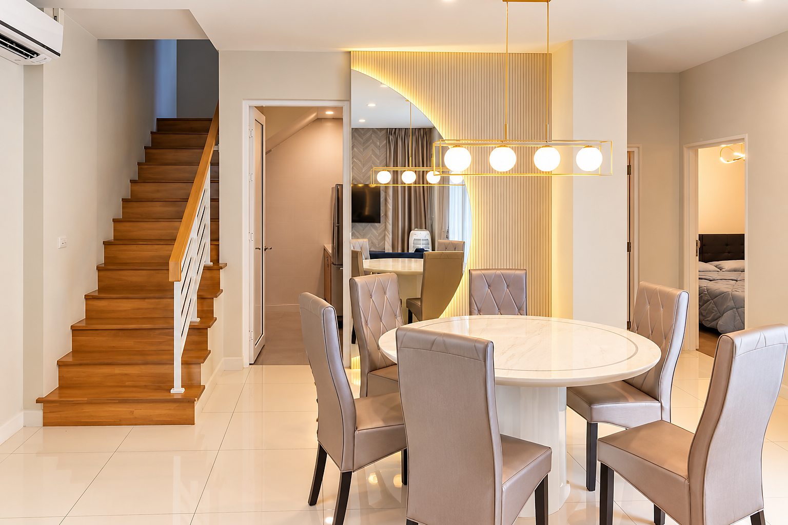 Baan Klang Muang Classe Ekkamai-Ramintra: Dining area and stairs