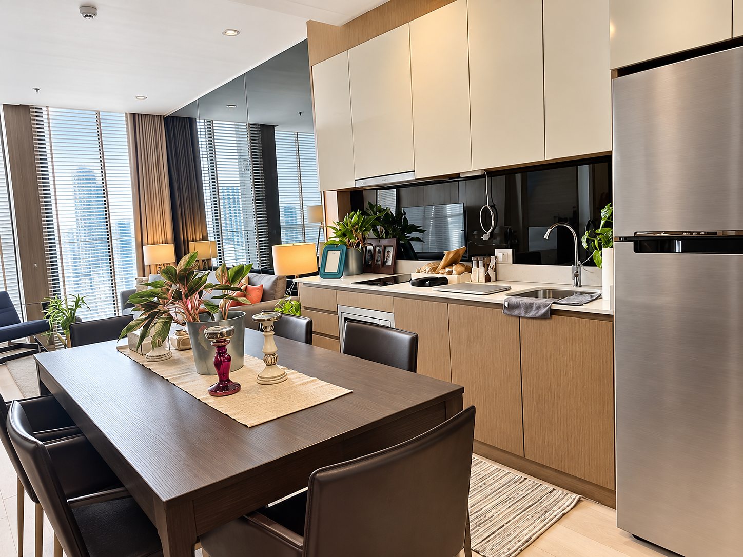 Noble Ploenchit: Kitchen and dining area