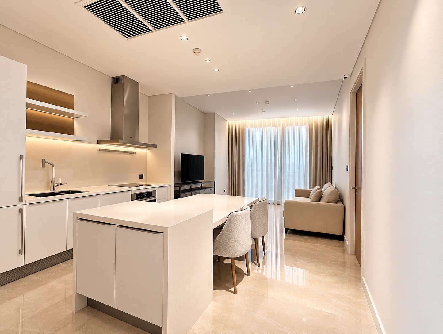 Sindhorn Residence: Kitchen and dining area