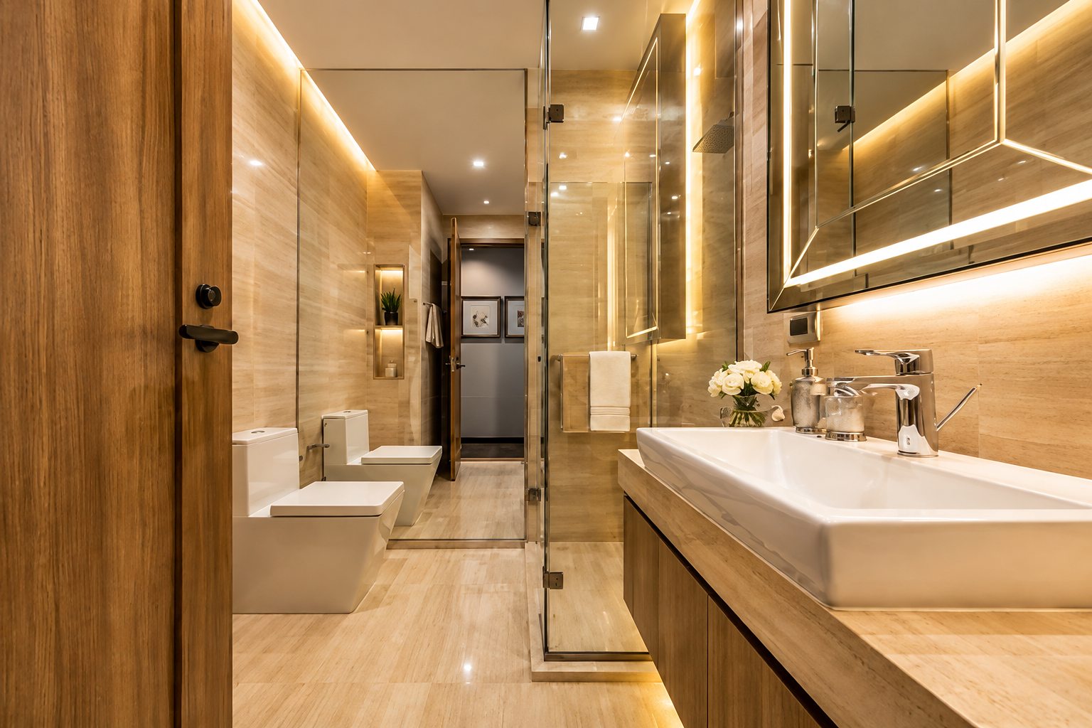 The XXXIX: Bathroom vanity and shower
